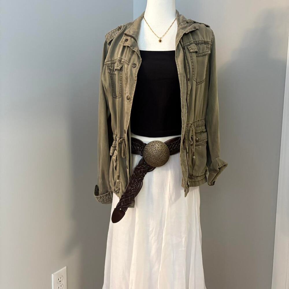 Y2K Grunge Olive Utility Jacket